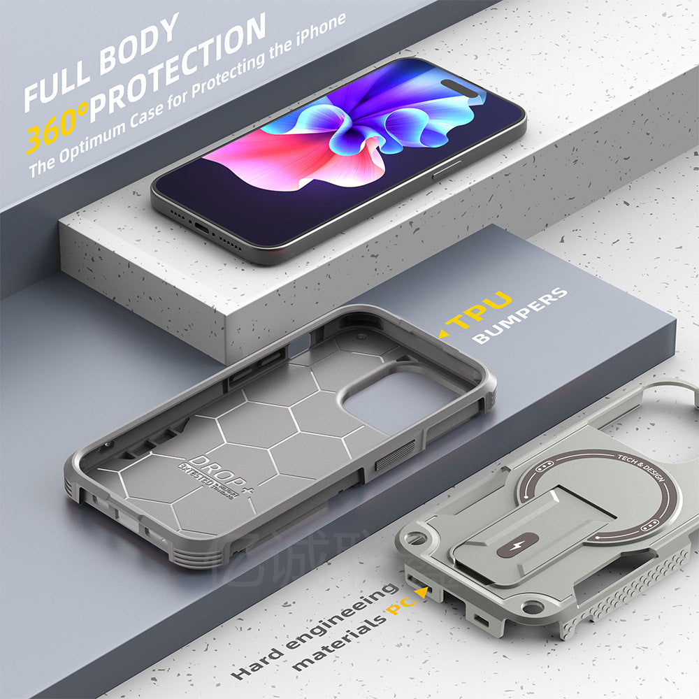 Magnetic Armor Case for iPhone – Shockproof & Multifunctional Protection