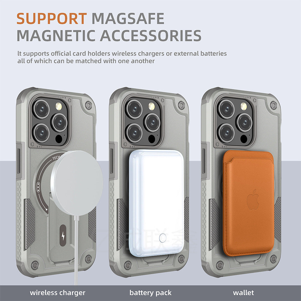 Magnetic Armor Case for iPhone – Shockproof & Multifunctional Protection