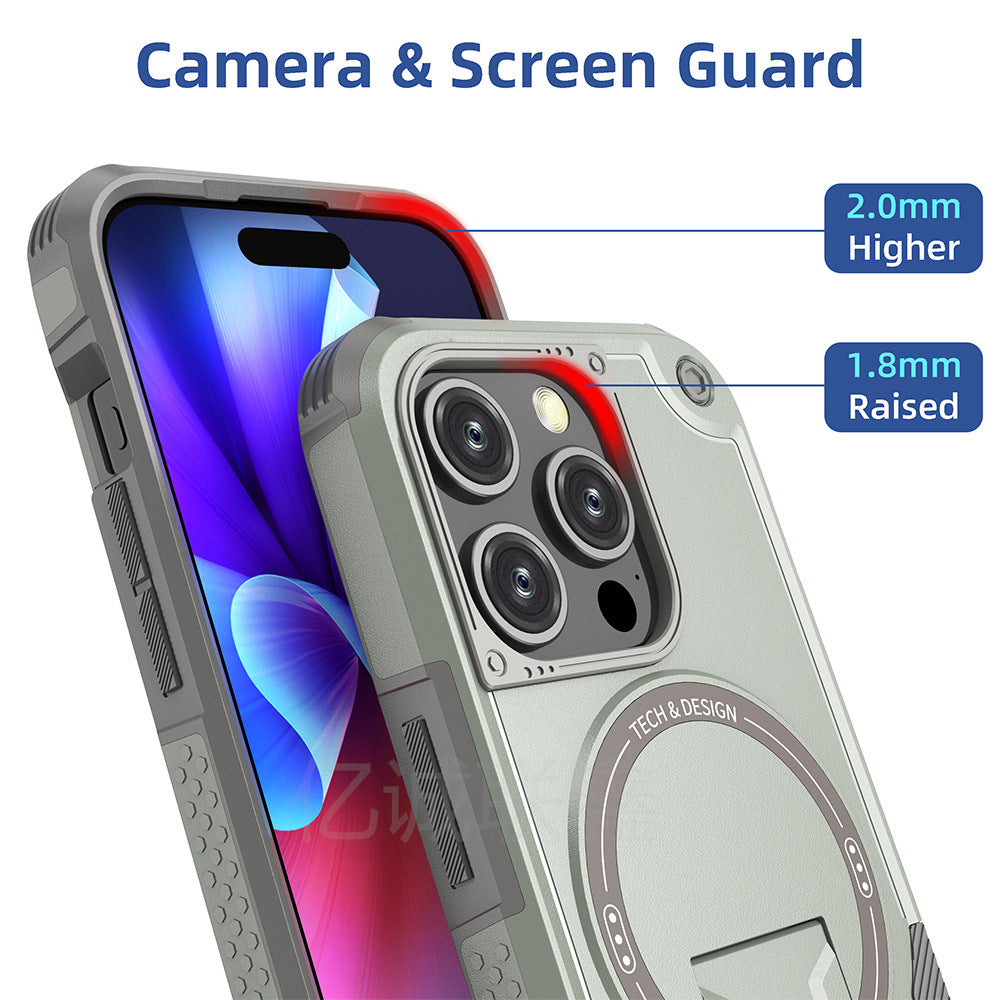 Magnetic Armor Case for iPhone – Shockproof & Multifunctional Protection