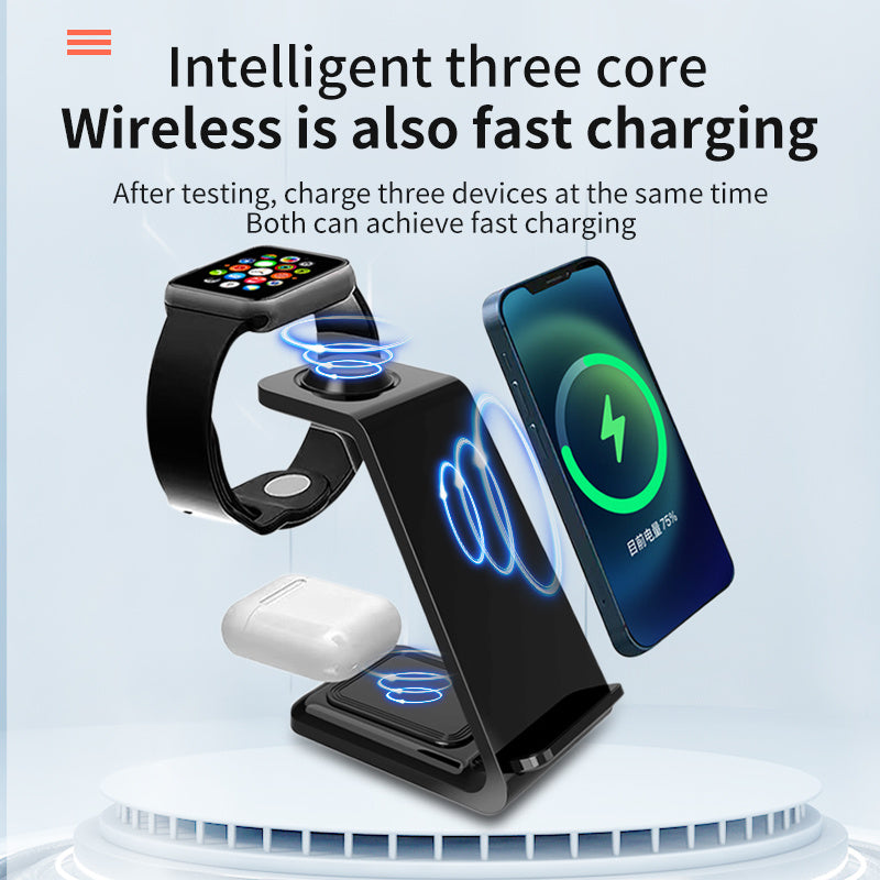 3-in-1 Upright Wireless Charger & Mobile Phone Holder
