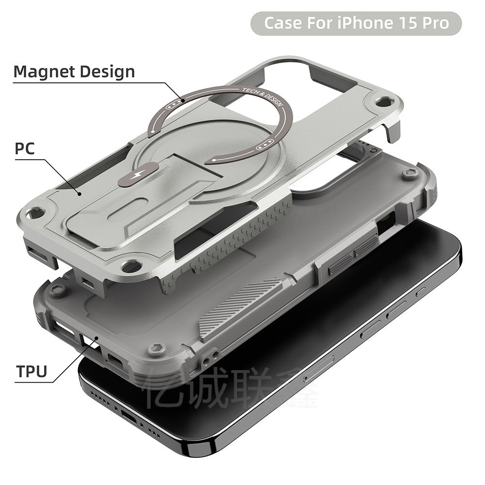Magnetic Armor Case for iPhone – Shockproof & Multifunctional Protection