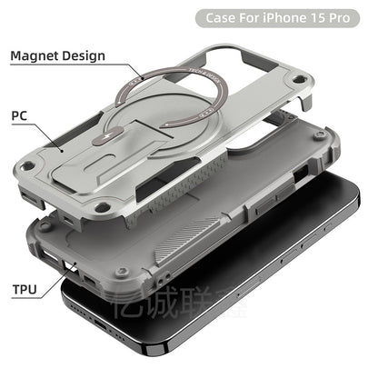 Magnetic Armor Case for iPhone – Shockproof & Multifunctional Protection